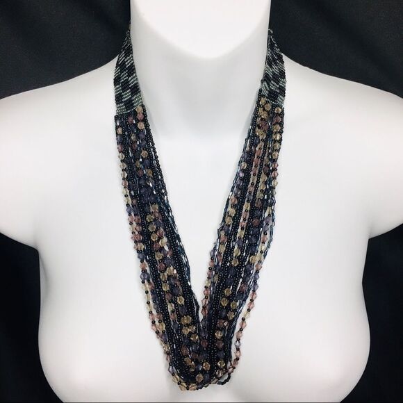 Multi Strand Mixed Sead Beads Bohemian Necklace 4415 - Picture 1 of 9